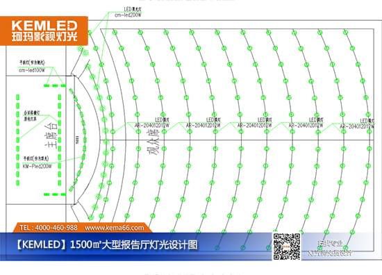 【KEMLED】1500㎡大型報(bào)告廳燈光平面設(shè)計(jì)圖